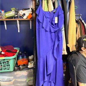 Express Vibrant Blue Asymmetrical Dress
